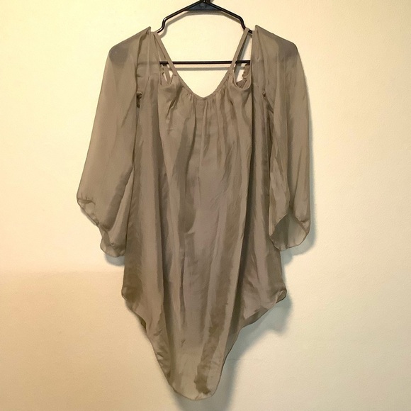 Faith & Zoe Jill rose whimsigoth fairycore lined large tan silk blend blouse top - Picture 2 of 12